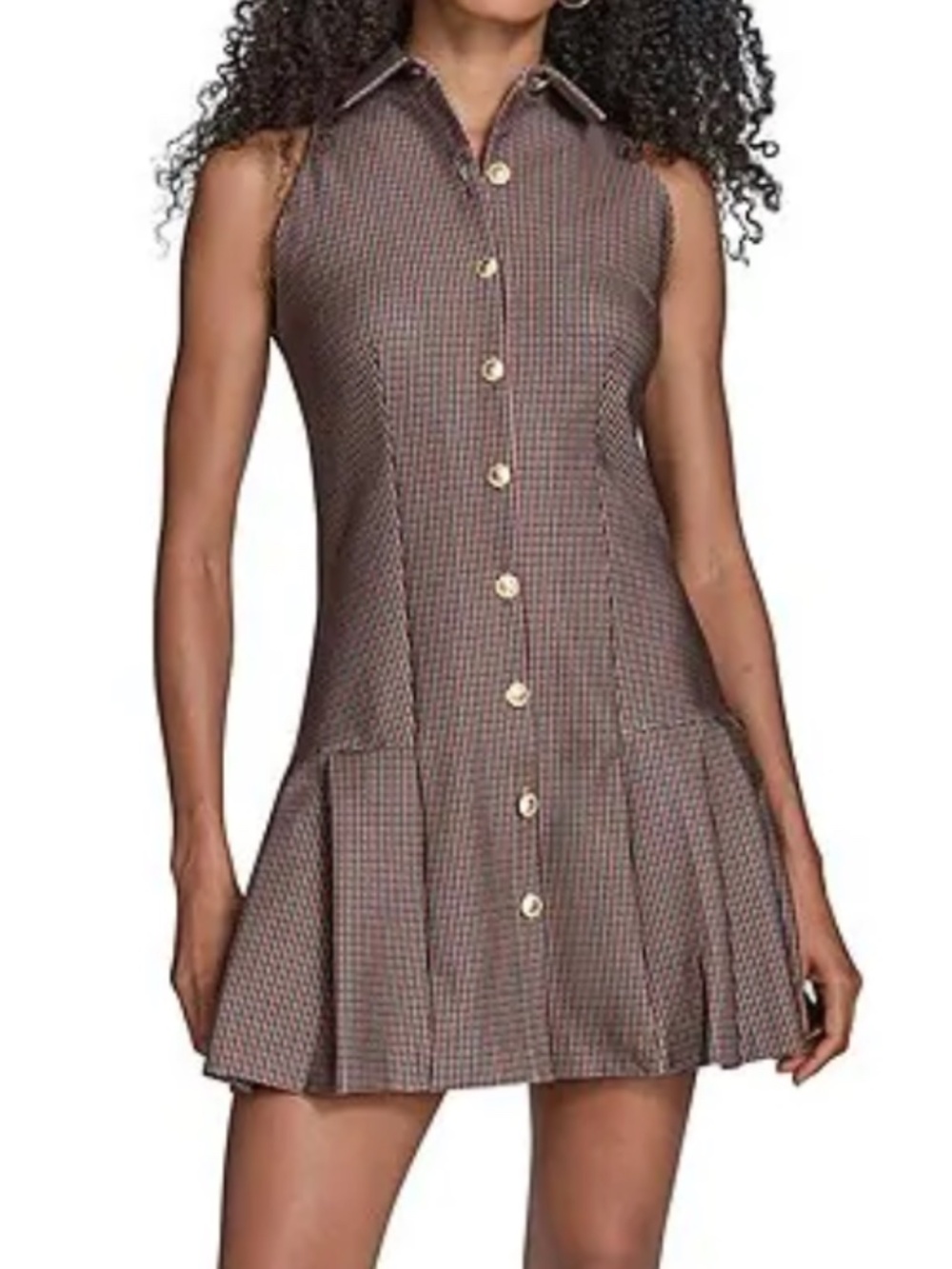 BCBG Collard Plaid Dress with Gold Buttons